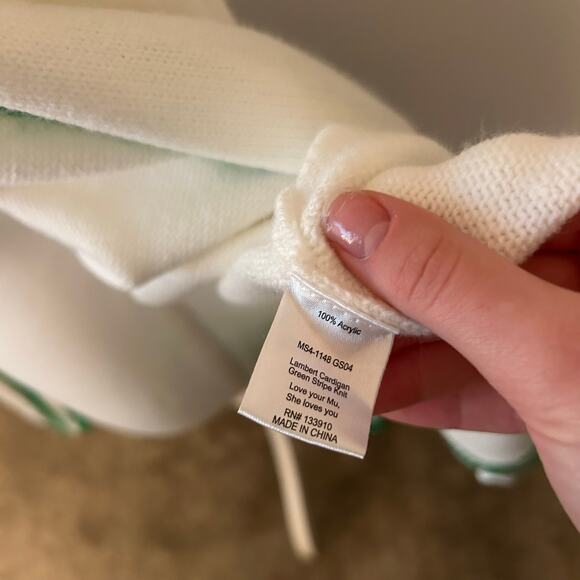 Show Me Your MuMu Green and White Cardigan Duster Academia Vibrant Size Large - Picture 8 of 8